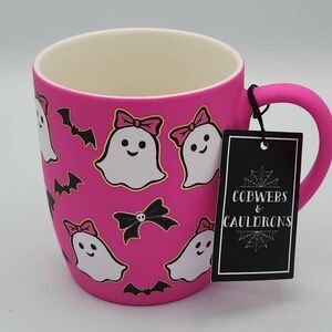 Cobwebs & Cauldrons Halloween Pink Ghost Girl with Bows Mug